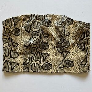 NWT Pretty Little Things Brown Textured Snake Faux Leather Bandeau